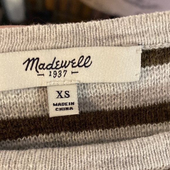 Madewell Striped Boat Neck Sweater XS | Shoulder Zip | Boxy Cotton Wool Knit - Picture 9 of 12